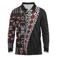 Tonga Ngatu Art Tattoo Polynesian Long Sleeve Polo Shirt