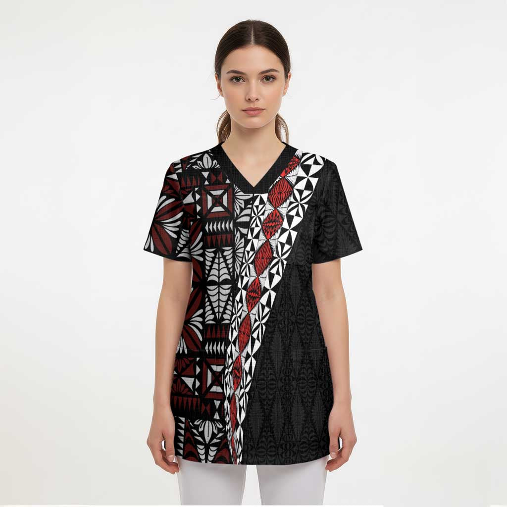 Tonga Ngatu Art Tattoo Polynesian Scrub Top - Polynesian Pride