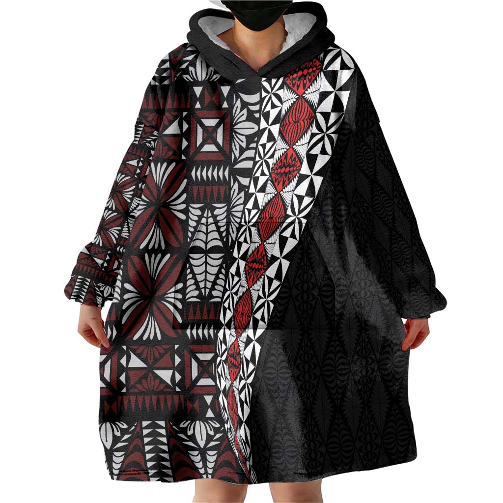 Tonga Ngatu Art Tattoo Polynesian Wearable Blanket Hoodie LT03 - Polynesian Pride