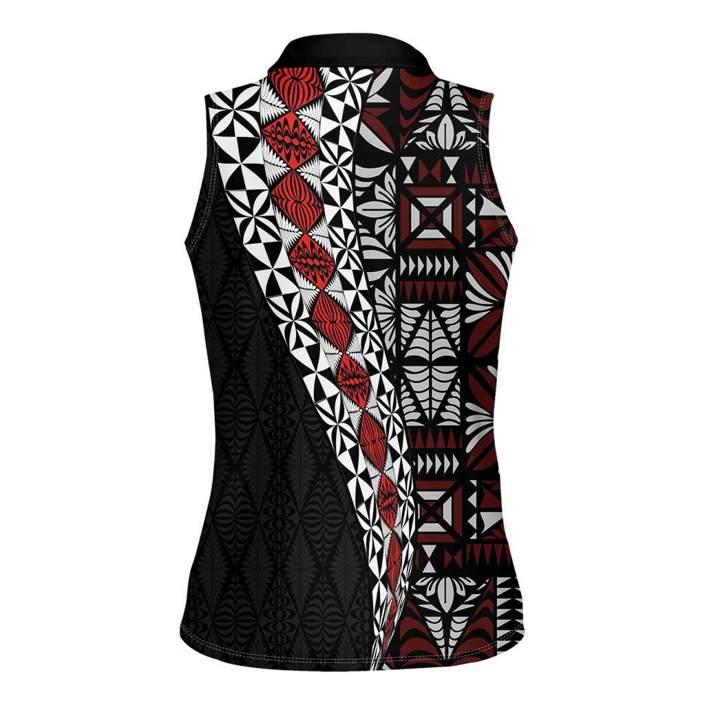 Tonga Ngatu Art Tattoo Polynesian Women Sleeveless Polo Shirt