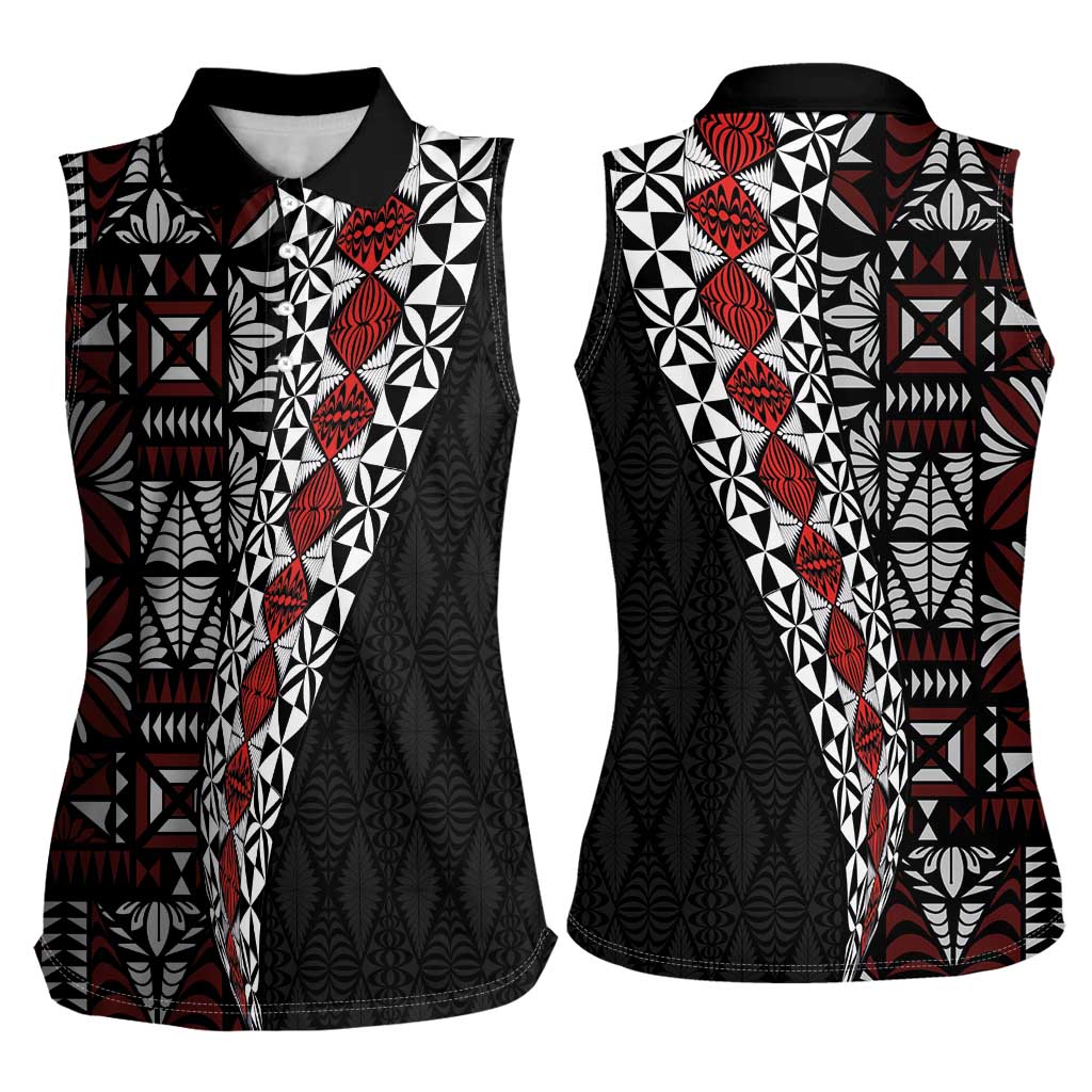 Tonga Ngatu Art Tattoo Polynesian Women Sleeveless Polo Shirt