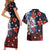 Hawaiian and Japanese Together Couples Matching Short Sleeve Bodycon Dress and Hawaiian Shirt Hibiscus and Koi Fish Polynesian Pattern Colorful Style