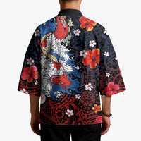 Hawaiian and Japanese Together Kimono Hibiscus and Koi Fish Polynesian Pattern Colorful Style - Polynesian Pride