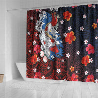 Hawaiian and Japanese Together Shower Curtain Hibiscus and Koi Fish Polynesian Pattern Colorful Style LT03 - Polynesian Pride