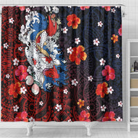 Hawaiian and Japanese Together Shower Curtain Hibiscus and Koi Fish Polynesian Pattern Colorful Style LT03 - Polynesian Pride