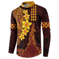 Hawaii Volcano Button Sweatshirt Polynesian and Kakau Pattern