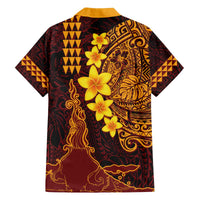 Hawaii Volcano Family Matching Puletasi and Hawaiian Shirt Polynesian and Kakau Pattern