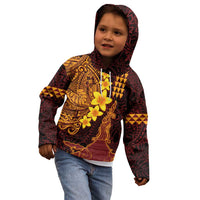 Hawaii Volcano Kid Hoodie Polynesian and Kakau Pattern