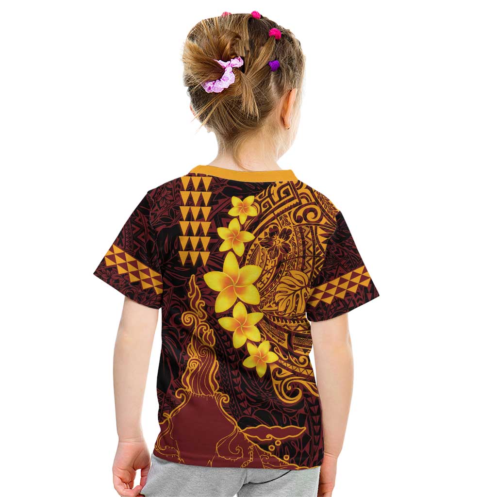 Hawaii Volcano Kid T Shirt Polynesian and Kakau Pattern