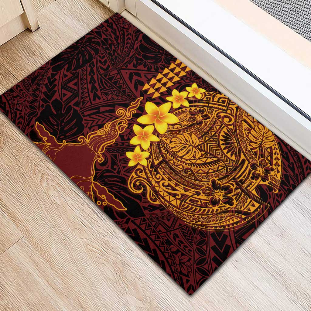 Hawaii Volcano Rubber Doormat Polynesian and Kakau Pattern