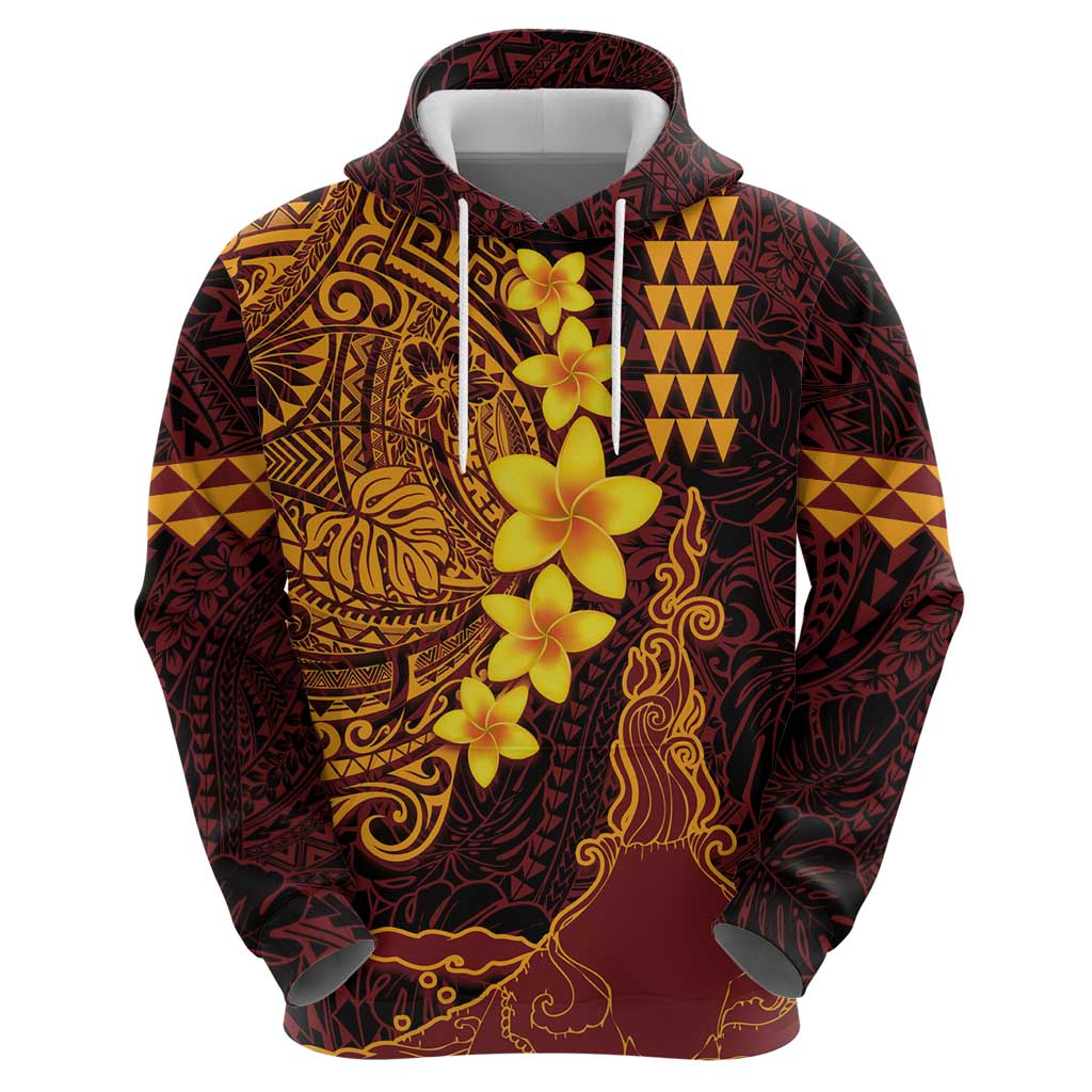 Hawaii Volcano Zip Hoodie Polynesian and Kakau Pattern