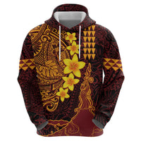 Hawaii Volcano Zip Hoodie Polynesian and Kakau Pattern