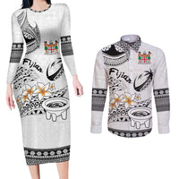 Fijian Traditional Culture Couples Matching Long Sleeve Bodycon Dress and Long Sleeve Button Shirt Tapa Tribal Tattoos - Polynesian Pride