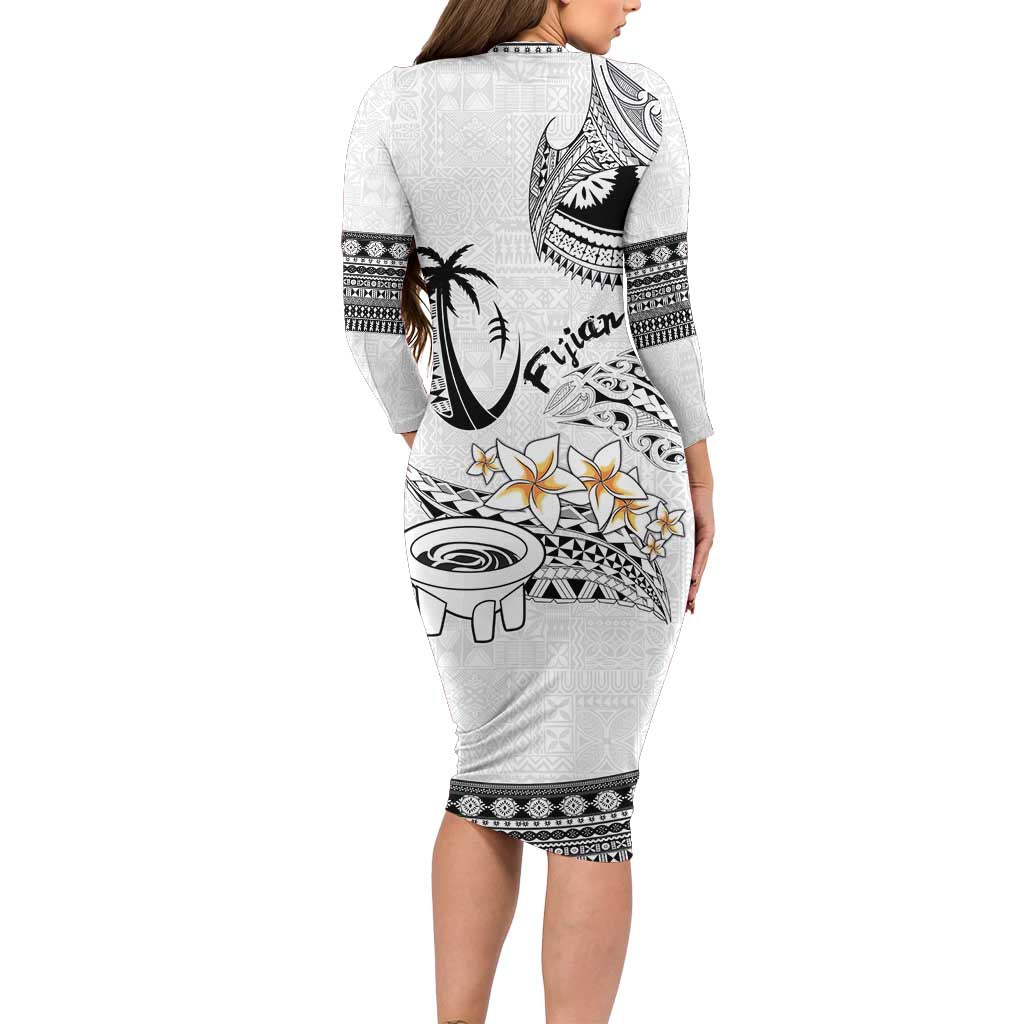 Fijian Traditional Culture Family Matching Long Sleeve Bodycon Dress and Hawaiian Shirt Tapa Tribal Tattoos - Polynesian Pride