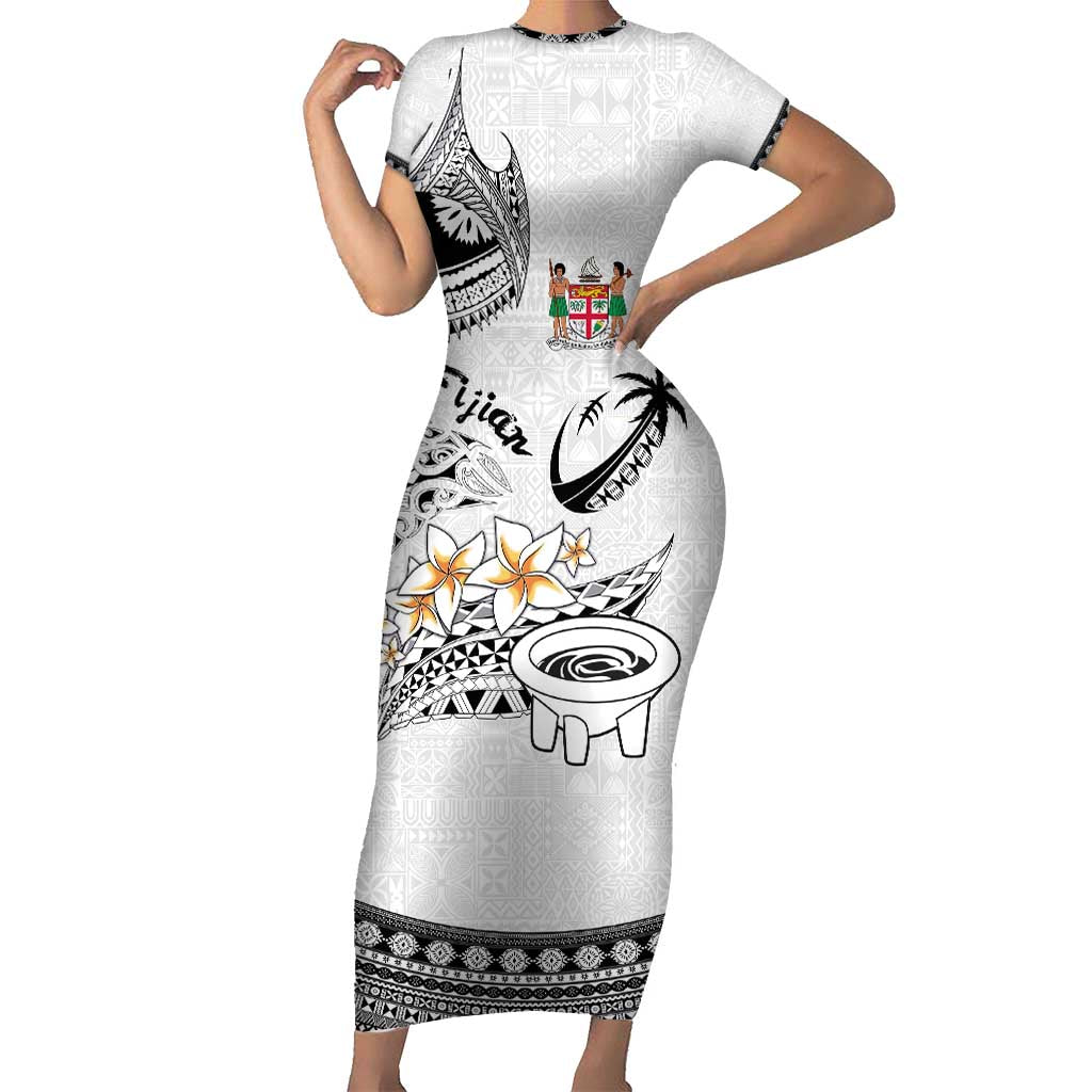 Fijian Traditional Culture Short Sleeve Bodycon Dress Tapa Tribal Tattoos - Polynesian Pride