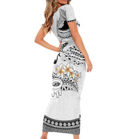 Fijian Traditional Culture Short Sleeve Bodycon Dress Tapa Tribal Tattoos - Polynesian Pride