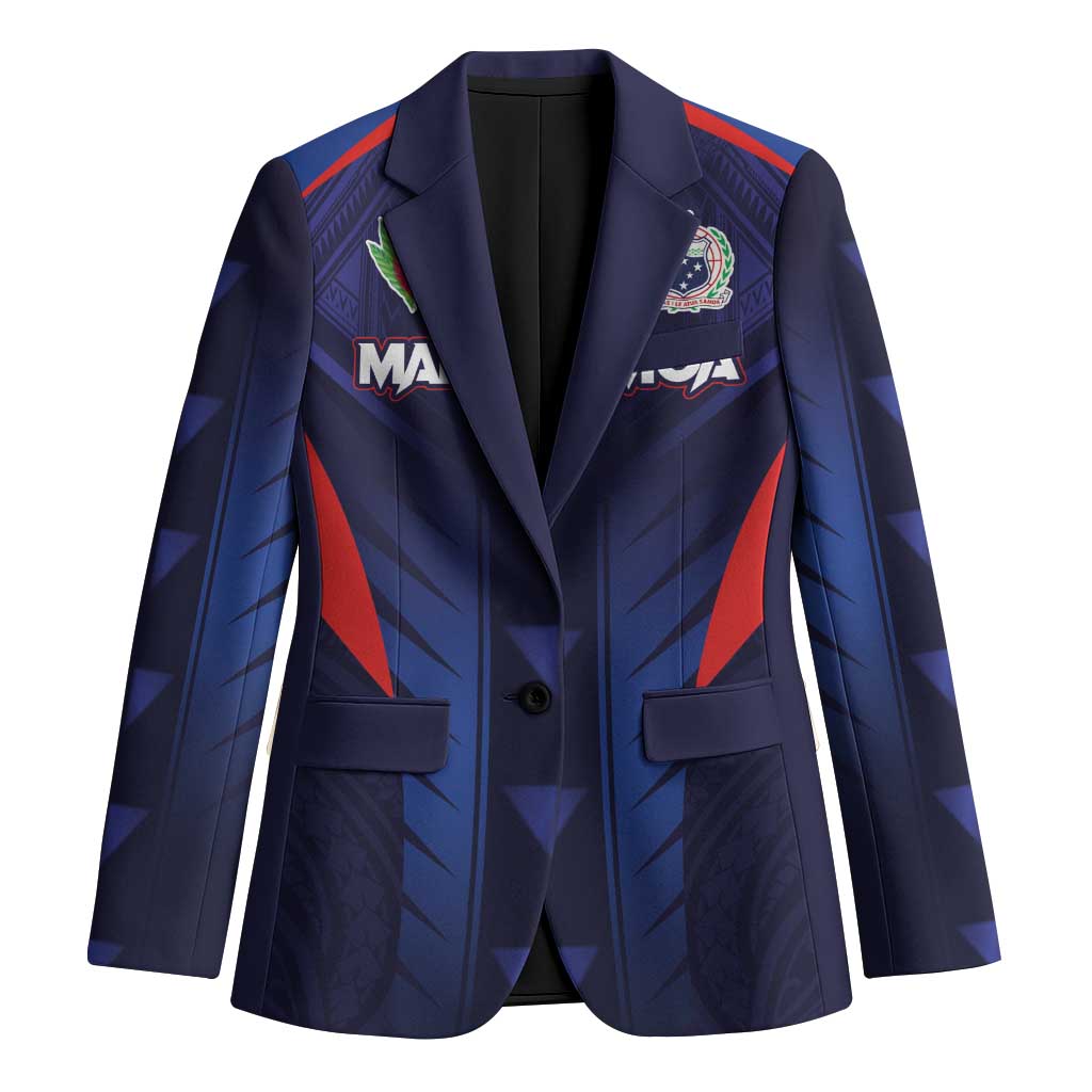 Custom Rugby Samoa Blazer Siva Tau Spirit Sporty Vibes LT03 Unisex Navy - Polynesian Pride