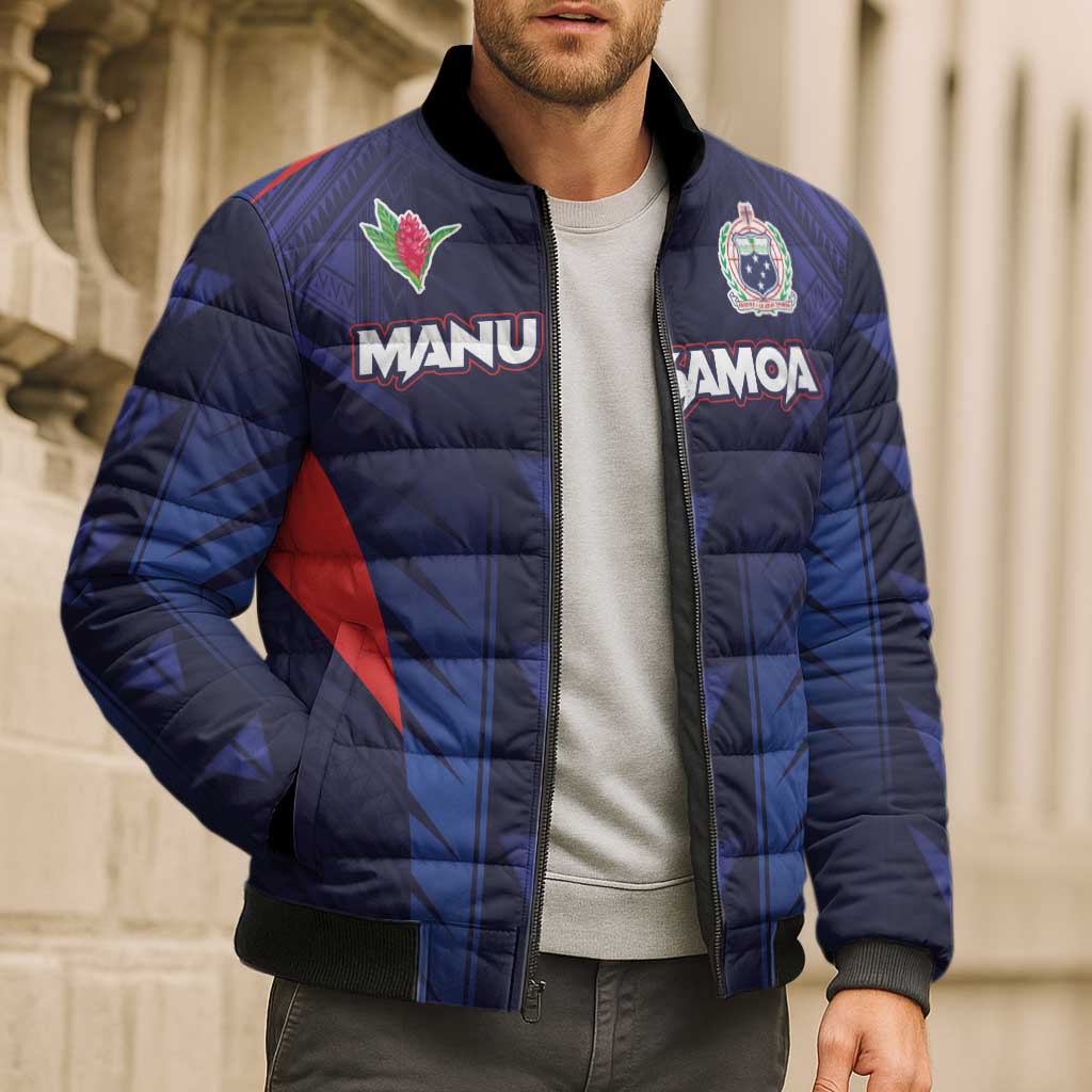 Custom Rugby Samoa Bomber Puffer Jacket Siva Tau Spirit Sporty Vibes - Polynesian Pride