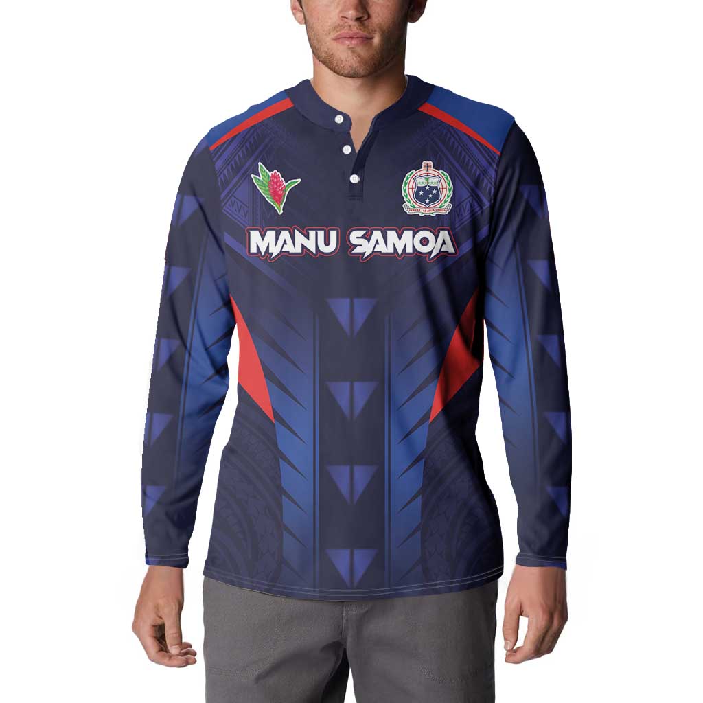 Custom Rugby Samoa Button Sweatshirt Siva Tau Spirit Sporty Vibes - Polynesian Pride