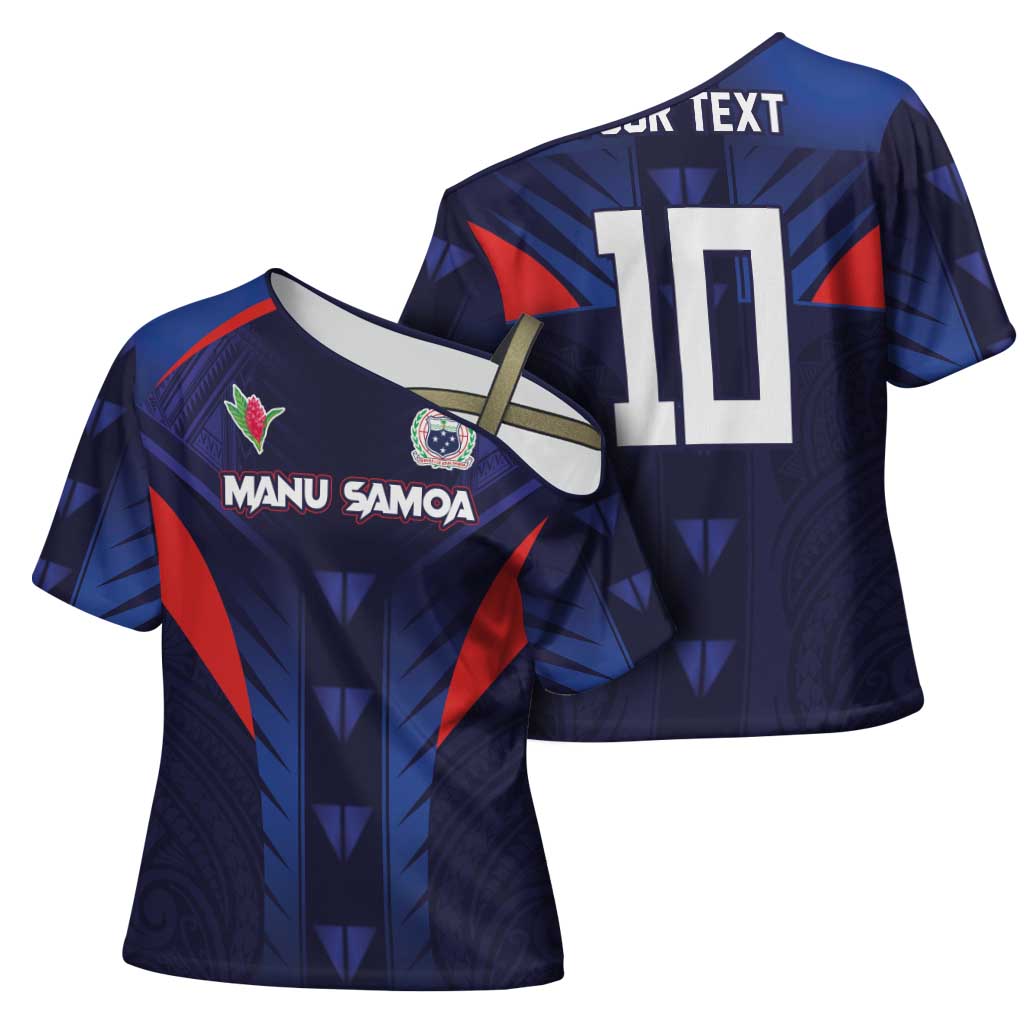 Custom Rugby Samoa Cross Shoulder Shirt Siva Tau Spirit Sporty Vibes - Polynesian Pride