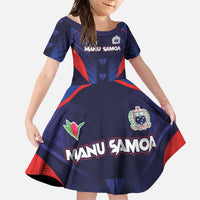 Custom Rugby Samoa Family Matching Short Sleeve Bodycon Dress and Hawaiian Shirt Siva Tau Spirit Sporty Vibes - Polynesian Pride
