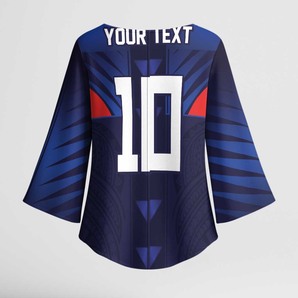 Custom Rugby Samoa Kimono Sleeve Blouse Siva Tau Spirit Sporty Vibes - Polynesian Pride