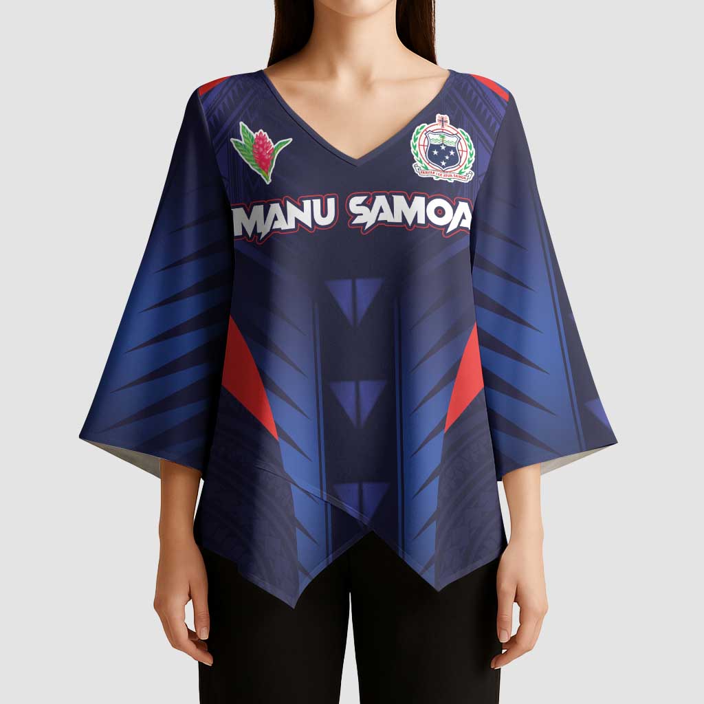 Custom Rugby Samoa Kimono Sleeve Blouse Siva Tau Spirit Sporty Vibes - Polynesian Pride