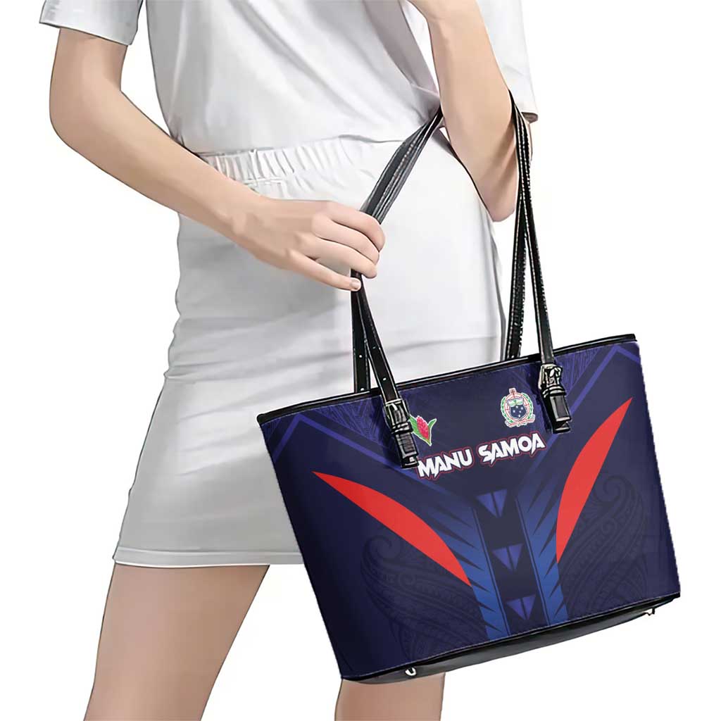 Rugby Samoa Leather Tote Bag Siva Tau Spirit Sporty Vibes - Polynesian Pride