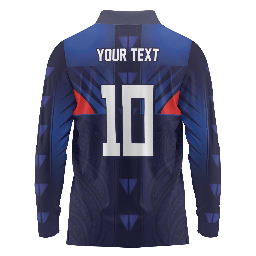 Custom Rugby Samoa Long Sleeve Polo Shirt Siva Tau Spirit Sporty Vibes LT03 - Polynesian Pride