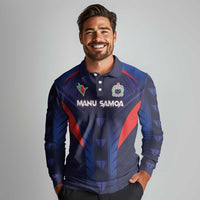 Custom Rugby Samoa Long Sleeve Polo Shirt Siva Tau Spirit Sporty Vibes LT03 - Polynesian Pride
