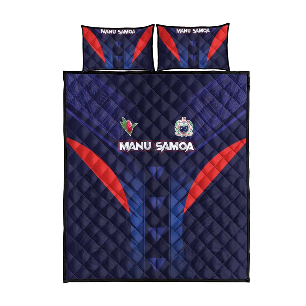 Rugby Samoa Quilt Bed Set Siva Tau Spirit Sporty Vibes - Polynesian Pride