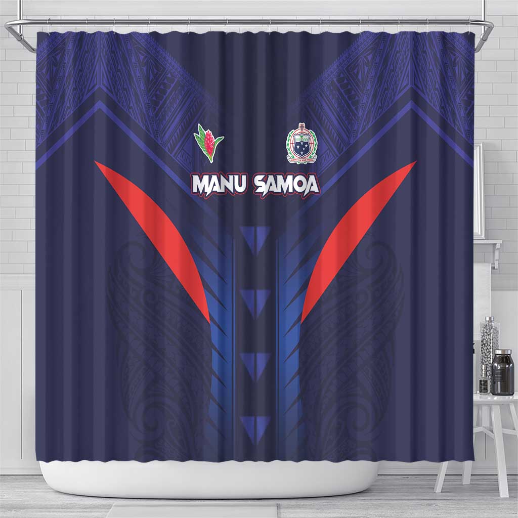 Rugby Samoa Shower Curtain Siva Tau Spirit Sporty Vibes - Polynesian Pride
