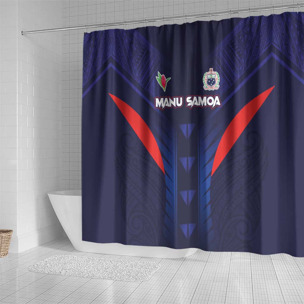 Rugby Samoa Shower Curtain Siva Tau Spirit Sporty Vibes - Polynesian Pride