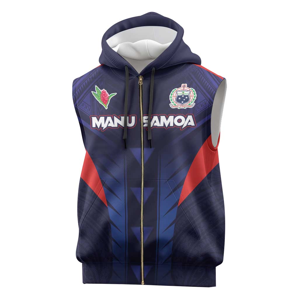 Custom Rugby Samoa Sleeveless Zip Hoodie Siva Tau Spirit Sporty Vibes - Polynesian Pride