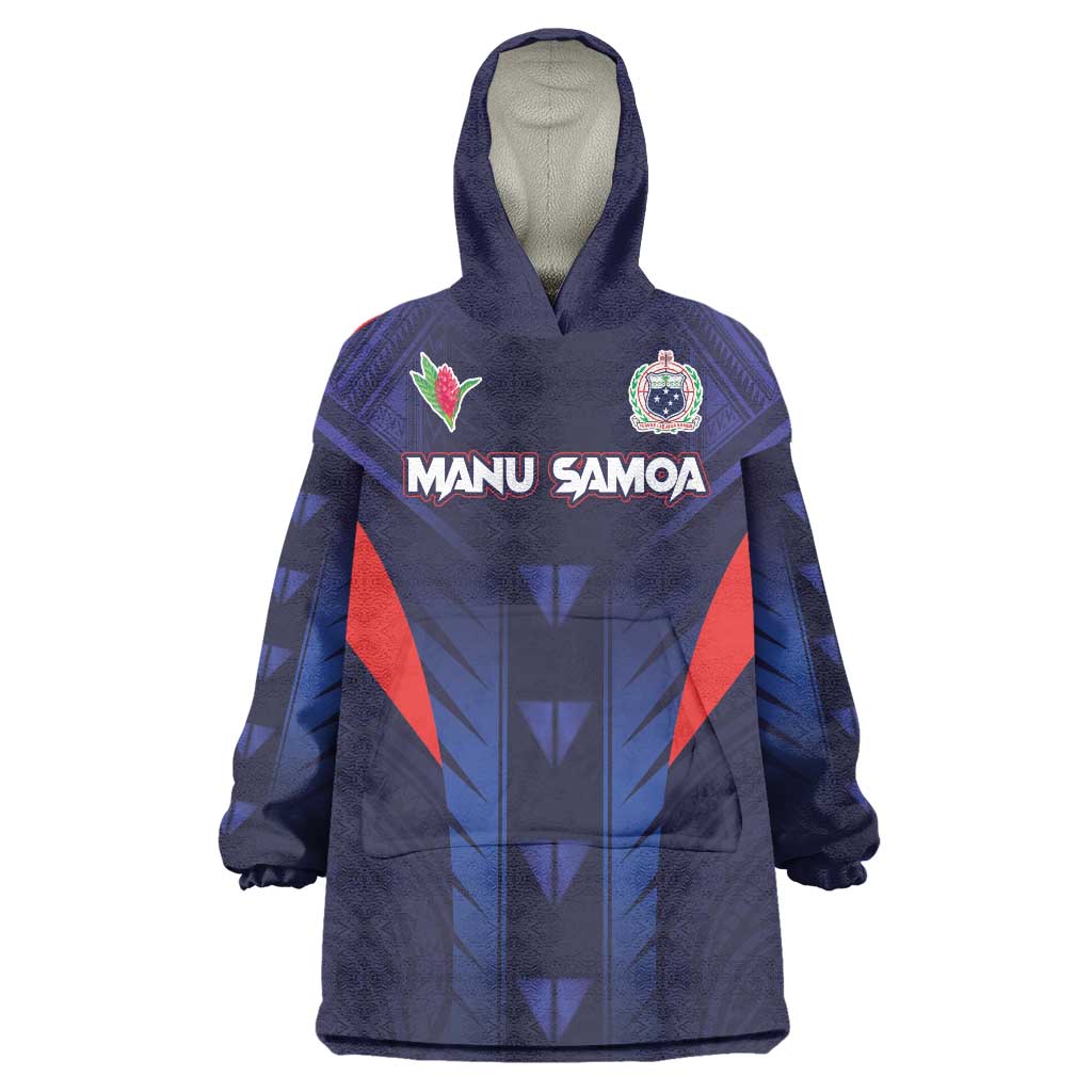 Custom Rugby Samoa Wearable Blanket Hoodie Siva Tau Spirit Sporty Vibes - Polynesian Pride