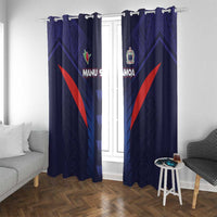 Rugby Samoa Window Curtain Siva Tau Spirit Sporty Vibes LT03 With Grommets Navy - Polynesian Pride