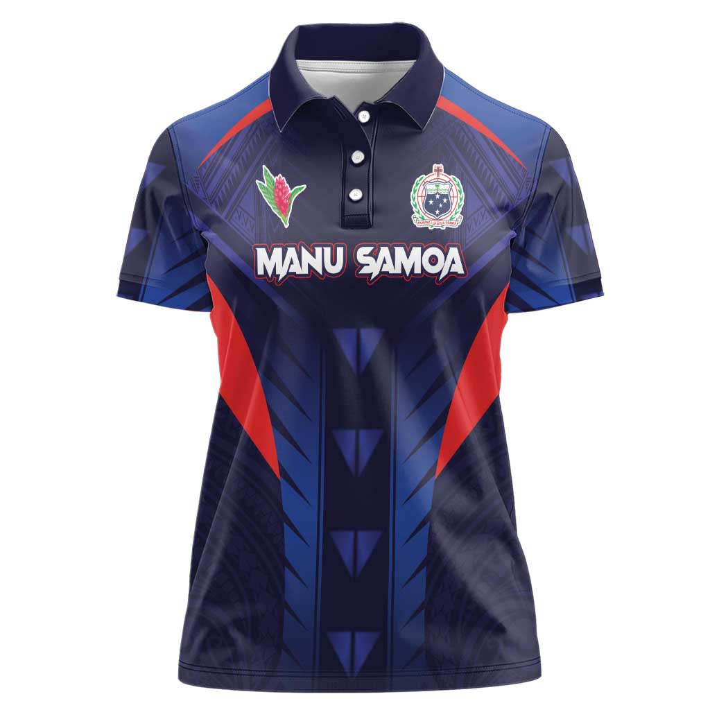 Custom Rugby Samoa Women Polo Shirt Siva Tau Spirit Sporty Vibes LT03 Female Navy - Polynesian Pride