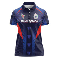 Custom Rugby Samoa Women Polo Shirt Siva Tau Spirit Sporty Vibes LT03 Female Navy - Polynesian Pride