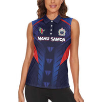 Custom Rugby Samoa Women Sleeveless Polo Shirt Siva Tau Spirit Sporty Vibes LT03 - Polynesian Pride