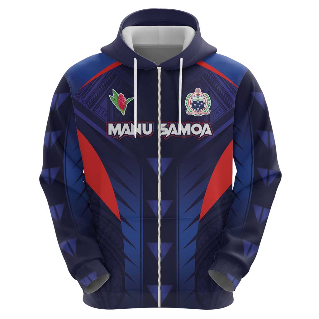 Custom Rugby Samoa Zip Hoodie Siva Tau Spirit Sporty Vibes - Polynesian Pride