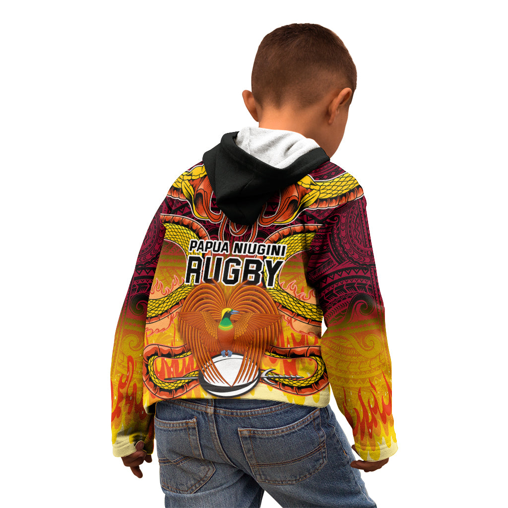 PNG Port Moresby Vipers Rugby Kid Hoodie Fire Vipers Mix PNG Bird Polynesian Tattoo LT03 - Polynesian Pride