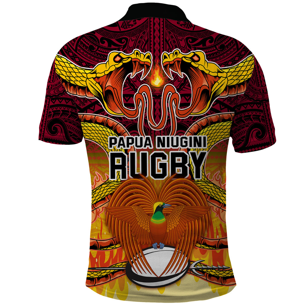 PNG Port Moresby Vipers Rugby Polo Shirt Fire Vipers Mix PNG Bird Polynesian Tattoo LT03 - Polynesian Pride