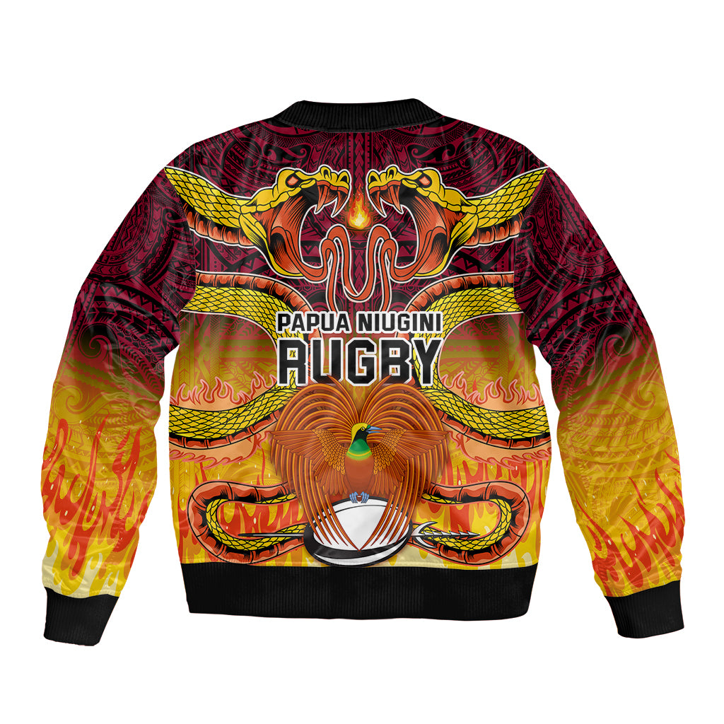 PNG Port Moresby Vipers Rugby Sleeve Zip Bomber Jacket Fire Vipers Mix PNG Bird Polynesian Tattoo LT03 - Polynesian Pride