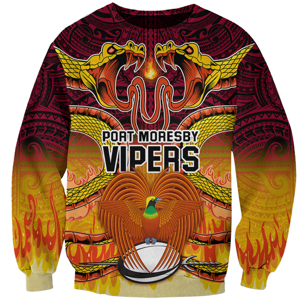 PNG Port Moresby Vipers Rugby Sweatshirt Fire Vipers Mix PNG Bird Polynesian Tattoo LT03 Unisex Yellow - Polynesian Pride