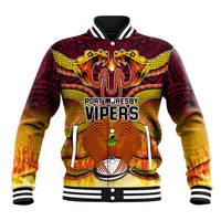 Custom PNG Port Moresby Vipers Rugby Baseball Jacket Fire Vipers Mix PNG Bird Polynesian Tattoo LT03 Unisex Yellow - Polynesian Pride