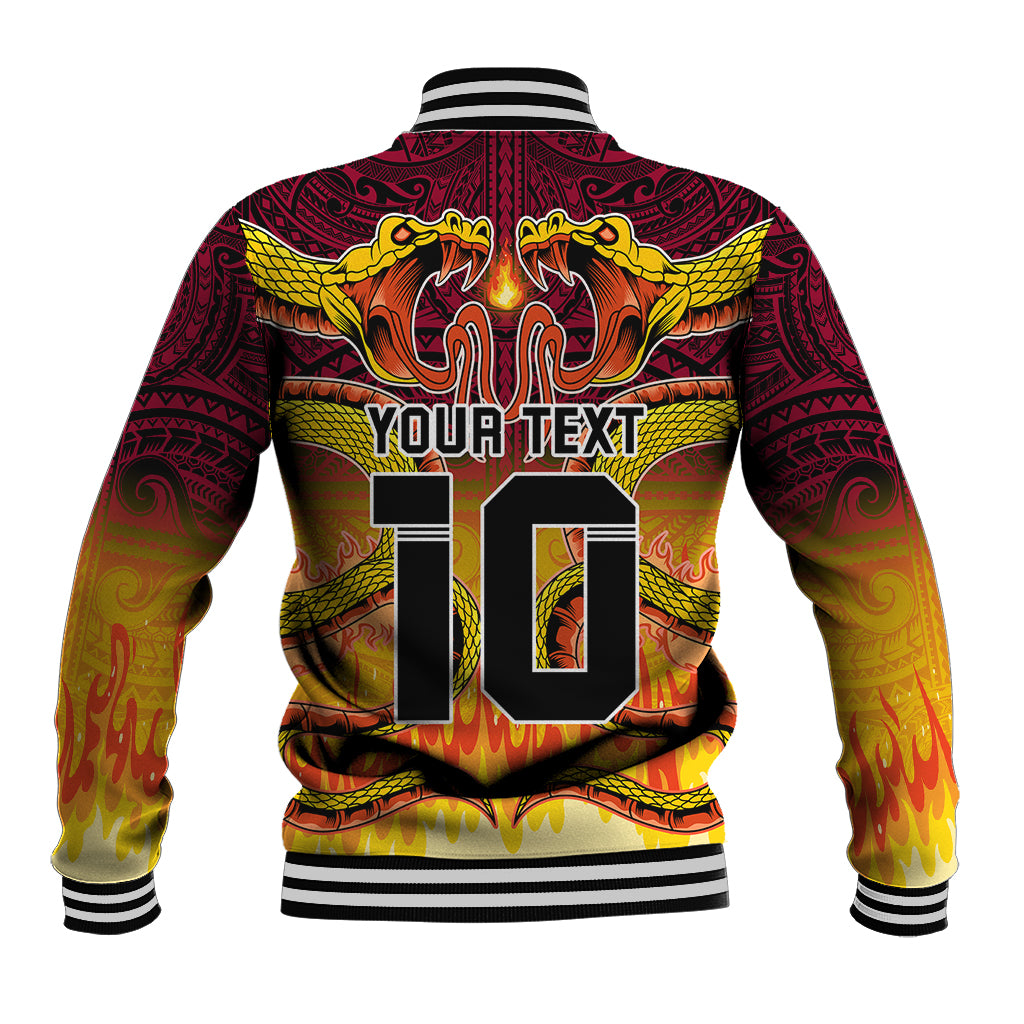 Custom PNG Port Moresby Vipers Rugby Baseball Jacket Fire Vipers Mix PNG Bird Polynesian Tattoo LT03 - Polynesian Pride