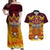 Custom PNG Port Moresby Vipers Rugby Couples Matching Off Shoulder Maxi Dress and Hawaiian Shirt Fire Vipers Mix PNG Bird Polynesian Tattoo LT03 Yellow - Polynesian Pride