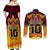 Custom PNG Port Moresby Vipers Rugby Couples Matching Off Shoulder Maxi Dress and Long Sleeve Button Shirts Fire Vipers Mix PNG Bird Polynesian Tattoo LT03 - Polynesian Pride