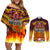 Custom PNG Port Moresby Vipers Rugby Couples Matching Off Shoulder Short Dress and Long Sleeve Button Shirts Fire Vipers Mix PNG Bird Polynesian Tattoo LT03 Yellow - Polynesian Pride