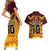 Custom PNG Port Moresby Vipers Rugby Couples Matching Short Sleeve Bodycon Dress and Hawaiian Shirt Fire Vipers Mix PNG Bird Polynesian Tattoo LT03 - Polynesian Pride